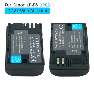 2PCS 2650mAh 7.4V LP-E6 LPE6 LP E6 Camera Rechargeable Battery for Canon LP-E6 EOS 5DS 5D Mark II Ma