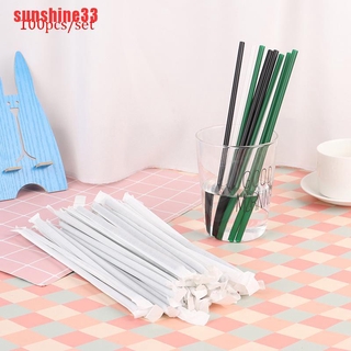 [sunshine33]100pcs Clear individually wrapped Drinking PP Straws Tea Drinks Straws party