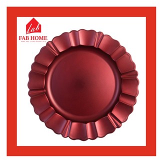 Charger Plate Red Elegant Ruffled Rim by Fab Home