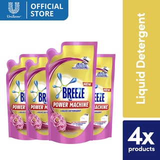 Breeze Laundry Liquid Detergent Power Machine with Rose Gold Perfume 650ml Pouch 4x