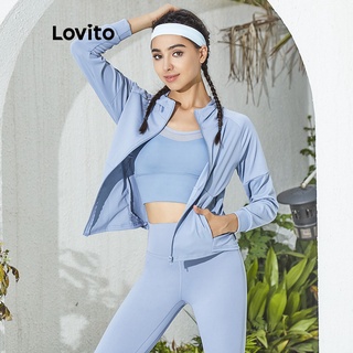 Lovito Plain Quick Drying Sweatshirt L02092 (Light Blue) (1)