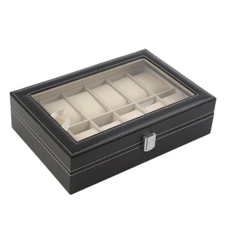 12 Slots Grids Watch Storage Organizer Case PVC Leather Jewelry Display Storage Box (5)