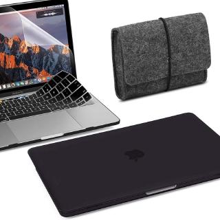 2020 MacBook Pro 13 15 16 A2141 case A2289 A2251 Retina Air 13 11 12 inch 4 in 1 Bundle A1932 A1466 Black Matte Set Plastic Hard Cover with Keyboard Skin, Felt Storage Pouch Bag & Screen Protector