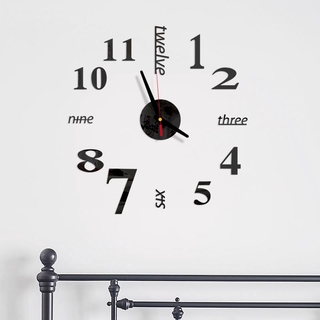 3D Mirror DIY Large Wall Clock ,DIY Wall Clock 3D Mirror Sticker Metal, Roman Numerals Big Clock