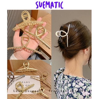 SUEMATIC Korean hair accessories large matte blonde clip temperament elegant metal back clip shark clip