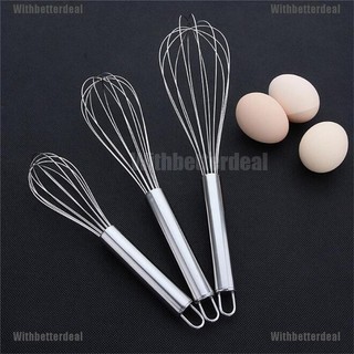 [BETTER] (8/10/12 Inches) New Stainless Steel Egg Beater Hand Whisk Mixer Kitchen Tools