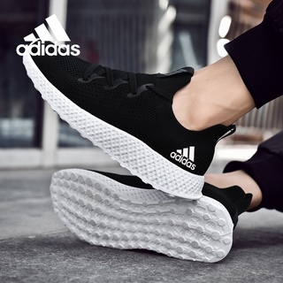 Adidas Large Size Men's Shoes Sports Shoes Breathable Fly Woven Mesh Shoes Outdoor Training Shoes Running Shoes Lightweight Jogging Shoes Casual Fashion Black Shoes 39-46 (1)