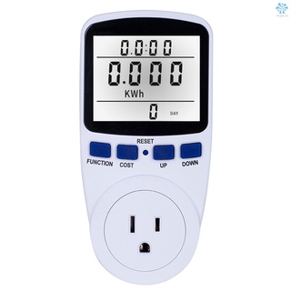 LCD Display Electricity Usage Power Meter Socket Energy Watt Volt Amps Wattage KWH Consumption Analyzer Monitor Outlet--with Backlight AC110V~130V US Plug