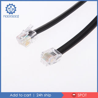 [KOOLSOO2]2Pcs 6P6C RJ12 Male to Male Flat Straight Landline Telephone Cable Cord
