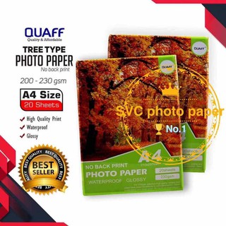 QUAFF No Back Print Glossy Inkjet Photo Paper A4 200GSM / 230GSM (20 sheets / pack)
