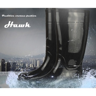 Hawk Mens Black Rain Boots WORK BOOTS RAIN Waterproof Shoes Rubber Boots Rain Boots No Steel Toe
