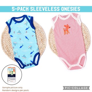 5 Pack Sleeveless Onesies (Boys/Girls) 100% cotton Random designs