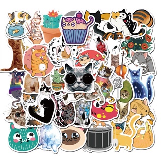 stickerkitchenwarehome and living✑∏Magic~50PCS Pretty Cute Cartoon Cat Print Waterproof Sticker