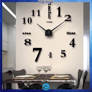 Acrylic Modern DIY Clock,3D Mirror Small Size Surface Wall Frameless Mute Clock,Home Numbers Sticker (1)