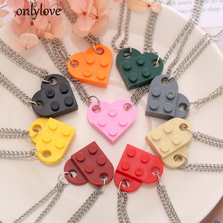 Creative Fashion Heart Colorful Pendant Necklace Lego Clavicle Chain Necklace Women Jewelry Accessories Gift