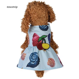 〖Vip〗Cute Pet Small Dog Puppy Sleeveless Conch Print Summer Dress Apparel Clothes (8)