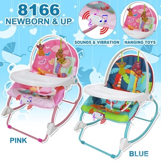 Baby Love 8166 Baby Rocker Portable Rocking Chair 2 in 1 Musical Infant to Toddler Dining Chair SFA