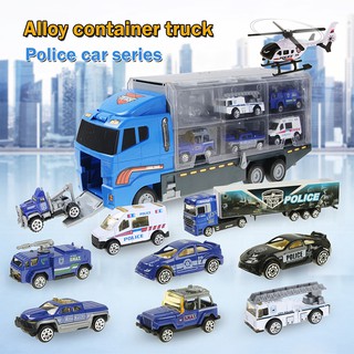11pcs Truck & Alloy Car Model Vehicles Police Car Set Boys Toys Kids Gifts