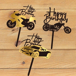 Motorcycle Car Birthday Cake Topper Party Dessert Table Decoration