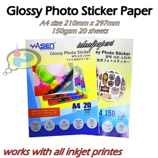 YASEN Glossy Photo Sticker Paper 90, 135, 150gsm A4 Size 20 sheets (3)