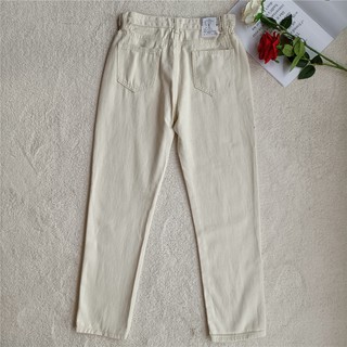 Girls Fashion Elastic Waist Boyfriend Jeans Beige MOMJEANS Slimer High waist women's trousers (7)