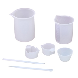 i0O3 1 Set Silicone Measuring Cups Nonstick Stirrer Sticks Clear Glue Mixing Cups for DIY Resin Cast