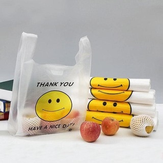 100PCS Thank you printed Lovely Shopping Bags Supermarket Plastic Bags With Handle