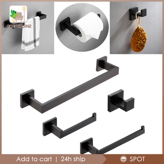 [PER2-8] 4-Pieces Matte Black Bathroom Hardware Set Includes 16\" Hand Towel Bar