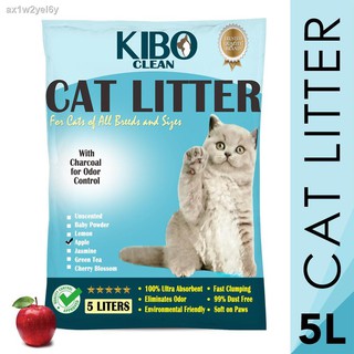 litter basin❡✢Kibo Clean Clumping Charcoal & Odor Control Cat Litter (APPLE) 5L