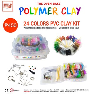 Polymer Clay Kit- 24 Colors Set (480g) w/ Tools