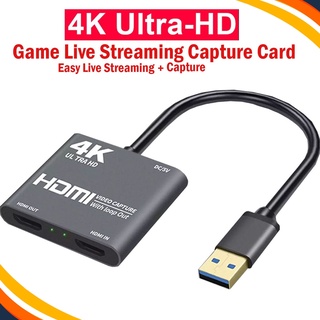 4K HDMI to USB 3.0 Video Capture Card Loop Out Game Recorder for 1080P Live Streaming