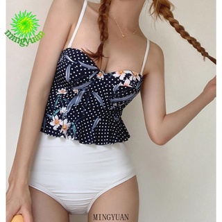 [mingyuan] One-piece floral pattern color open back sexy suspender swimsuit