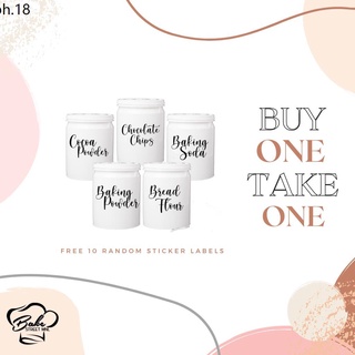 pantry organizer ♨Bake Street MNL/ BUY1 TAKE 1 White Canister with FREE sticker label/ Ingredients/
