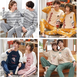 Couple Pajamas Set Long Sleeve Cotton Sleepwear Lovers Nightwear Women Men Homewear Boys Girls Pajama Terno Male Female