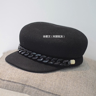 2016 Autumn And Winter Flat Wool Hat M Chain Beret Hat