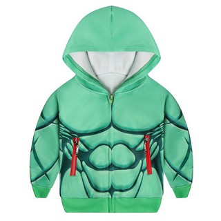 Superhero Hulk Kids Boys' Hoodie Jacket Cartoon Outwear Boy Long Sleeve Hooded Zipper