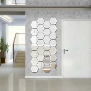 12pcs Hexagonal Frame Three-dimensional Mirror Wall Sticker Background Wall