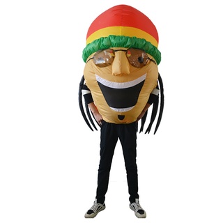 Halloween Inflatable Cosplay Costume Sunglasses Jamaican Singer Mascot Suit Adult Christmas Birthday Easter