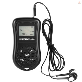onlylove1-KDKA-600 Mini FM Stereo Radio Portable Digital DSP Receiver with 1.15 Inch LCD Display Screen Lanyard 60-108MHz Receiving Frequency Black