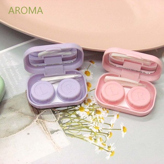 AROMA High Quality Contact Lens Case Travel Lenses Box Contact Lens Container Cute|Color Candy Color With Mirror Smooth Rectangle Storage Eye Care/Multicolor