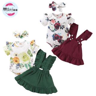 Baby Girl Dress Set Newborn Baby Girl Dress Ruffle Sleeve Floral With Headband Dress Clothes Outfits Infants Baby Girl Casual Clothing Dress Playsuit Princess Baby Girl Clothes