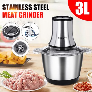 SOKANY 800W 3L Food Processor 304 Stainless Steel Electric Meat Grinder 2 Speeds Fully Automatic Veg