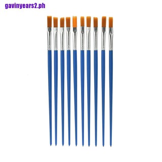 {GIV2}10 Pcs/Set Paint Brush Set New Nylon Blue Brush Kid Watercolor Drawing Painting
