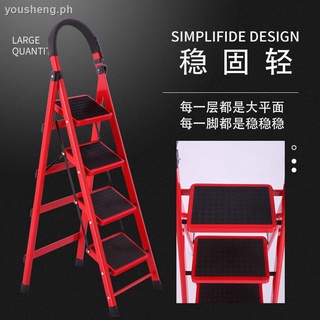 ✚Ladder Multifunctional Thickening Indoor Herringbone Ladder Household Folding Ladder Mobile Stairs Telescopic Ladder Escalator Four Step Ladder