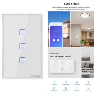 SONOFF T2 TX Smart Wifi Wall Light Switch Border Smart Home 1/2/3 Gang 433 RF/Voice/APP Control US