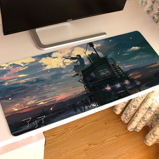 Mouse Pad Ins Style Japanese Cartoon Landscape Mouse Pad Oversized Overlocked Customized Computer Keyboard e-Sports Table Mat Simple Artistic
