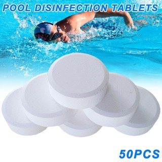50 Pcs Chlorine Tablets Multifunction Instant Disinfection for Swimming Pool Tub Spa