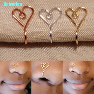 [Univerlan] 1Pc New Punk Heart Shape Nose Cuff Ring 2021 For Women Copper Wire Fake