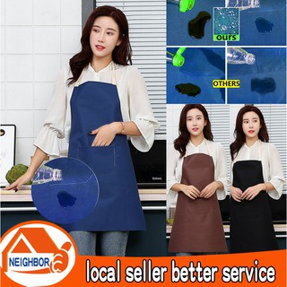 【In Stock】Waterproof Apron Adults Polyester Kitchen BBQ Restaurant Apron with Adjustable Neck Belt