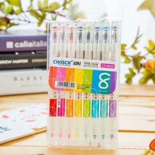 Highlighter Marker & Color Gel Pen/8pcs/double sided (1)